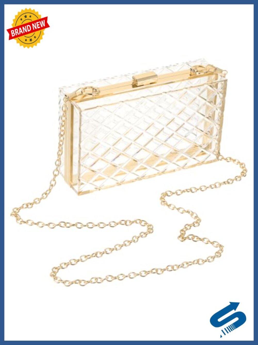 Acrylic Clear Clutch Purse with Detachable Chain Strap Evening Handbag Women